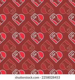 Red Hearts and Rights vector repeat pattern design