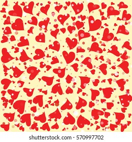 Red hearts round background template. Halftone circle vector illustration. Good for Valentines day love poster banner advertising design.