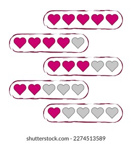 red hearts score. Computer interface. Vector illustration.