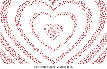Corazones rojos de fondo sin fisuras.  Fondo Abstractas del patrón de la espiral del corazón, túnel en forma de corazón. Patrón romántico del arco iris. Colores pastel rosados