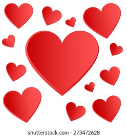 Red hearts - seamless love vector pattern