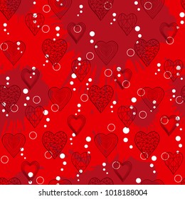 Red hearts seamless pattern