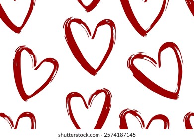 Red hearts seamless pattern background.  Fashionable template for design.