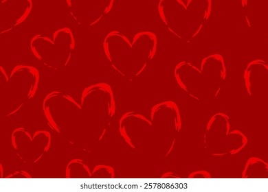 Red hearts seamless pattern background.  Fashionable template for design.