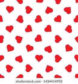 red hearts seamless pattern on white background. flat line love concept design. eps 10