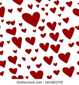 
red hearts seamless pattern on white background