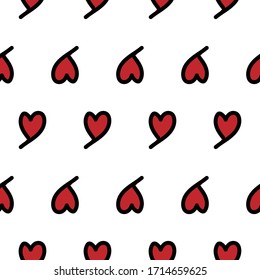Red hearts seamless pattern on white background
