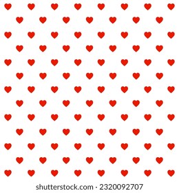 Red hearts seamless pattern on white background. vector hand drawn illustration.