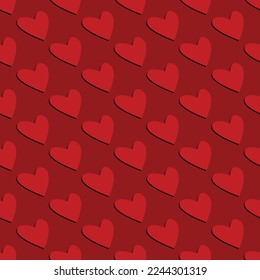 Red hearts in seamless pattern, paper, print, gift, background, valentine