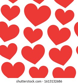 Red hearts seamless pattern. Repetitive flat hearts vector illustration for romance, valentine's day, marriage. EPS 10.
