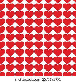 Red hearts Seamless Pattern in trendy minimalism. Valentines Day monochrome background Texture idea