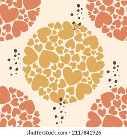 red hearts seamless pattern, Valentine Minimal Flat design background. 