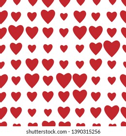 Red hearts seamless pattern. Valentines day vector. Vector illustration. Digital art background. Template illustrated background for design card, gift paper, textile