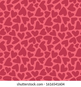 Red hearts seamless pattern. Valentine's day  illustration. Hand drawn background. Template illustrated for design card, gift paper, textile.
