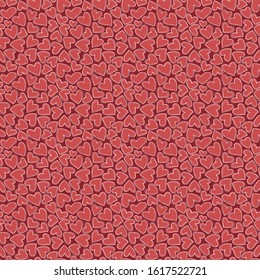 Red hearts seamless pattern. Valentine's day  illustration. Hand drawn background. Template illustrated for design card, gift paper, textile.