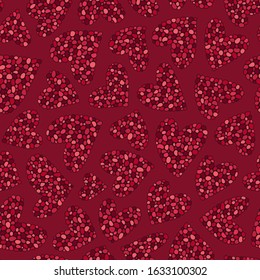 Red hearts seamless pattern. Valentine's day  illustration. Hand drawn background. Template illustrated for design card, gift paper, textile.