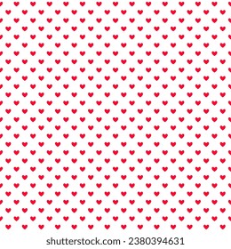 Red hearts seamless pattern. Valentines polka dot repeat background. Heart-shaped dots decorative texture for textile, fabric, cover, poster, banner, print, card, invitation. Vector wallpaper