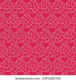 Red hearts seamless pattern. Valentine's Day background. Stylish minimal design for packaging, fabric. Vector.
