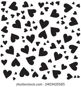 Red hearts seamless pattern. Valentines day background. Love romantic theme. Vector abstract texture with small linear hearts