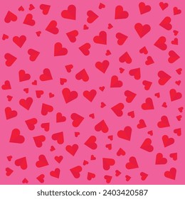Patrón impecable de corazones rojos. Antecedentes del día de San Valentín. Amar el tema romántico. Textura abstracta vectorial con corazones lineales pequeños