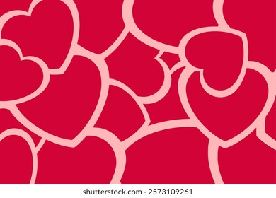 Red hearts seamless pattern. Valentine's, Mother's day, birthday card, wallpaper or gift wrap design. vector.