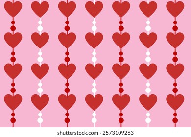 Red hearts seamless pattern. Valentine's, Mother's day, birthday card, wallpaper or gift wrap design. vector.