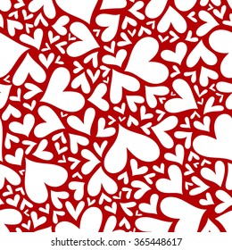Red hearts seamless pattern. Valentine's day vector. Vector illustration. Hand drawn background. Template illustrated background for design card, gift paper, textile. 