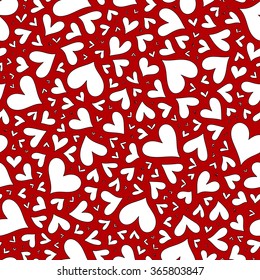 Red hearts seamless pattern. Valentine's day vector. Vector illustration. Hand drawn background. Template illustrated background for design card, gift paper, textile.