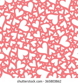 Red hearts seamless pattern. Valentine's day vector. Vector illustration. Hand drawn background. Template illustrated background for design card, gift paper, textile. 
