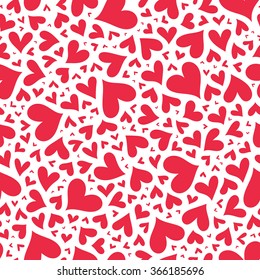 Red hearts seamless pattern. Valentine's day vector. Vector illustration. Hand drawn background. Template illustrated background for design card, gift paper, textile. 