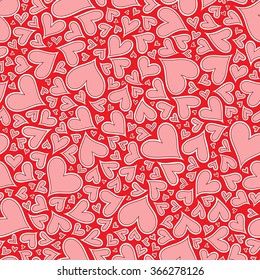 Red hearts seamless pattern. Valentine's day vector. Vector illustration. Hand drawn background. Template illustrated background for design card, gift paper, textile. 