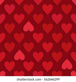 Red hearts seamless pattern. Valentine's day vector. 