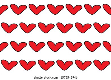 Red hearts seamless pattern. Valentins day design concept for fabric, paper.