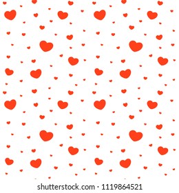 Red hearts seamless pattern. Vector illustration