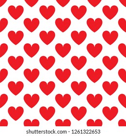 Red hearts seamless pattern. Vector illustration seamless pattern. Flat design