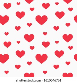 Red hearts seamless pattern. Vector illustration.