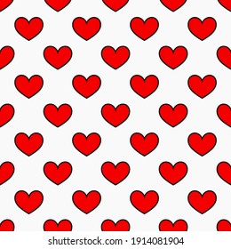 Red hearts seamless pattern. Vector illustration.