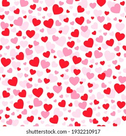 Red hearts seamless pattern. Vector illustration