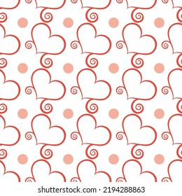 Red hearts seamless pattern. Vector illustration