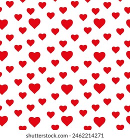 Red hearts seamless pattern. Vector illustration