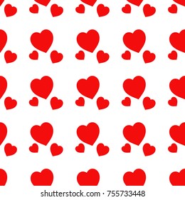 Red hearts seamless pattern. Vector illustration