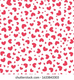 Red hearts seamless repeat pattern for wrapping paper.Red hearts on a white background.Valentine's day pattern.