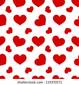 Red hearts - seamless vector pattern