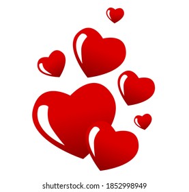 Red Hearts Set, colección editable de vectores de amor, diseño de vectores de iconos, corazón aislado sobre fondo blanco 