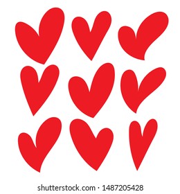 Red hearts. Set of love hearts Vector on white background, Flat style for graphic and web design, logo - vector illustration
