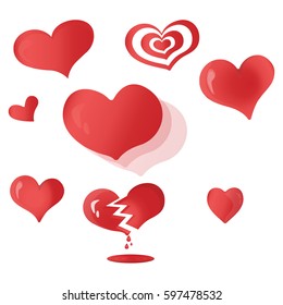 Red Hearts set in vector