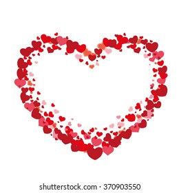 Red hearts with shape of heart on the white background. Eps 10 vector file.