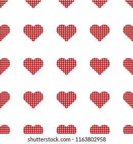 Red hearts sign pattern seamless on white background vector.