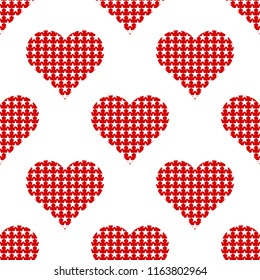 Red hearts sign pattern seamless on white background vector.