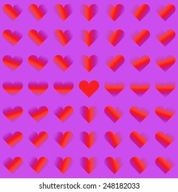 Red hearts (spin illusion). Seamless pattern.